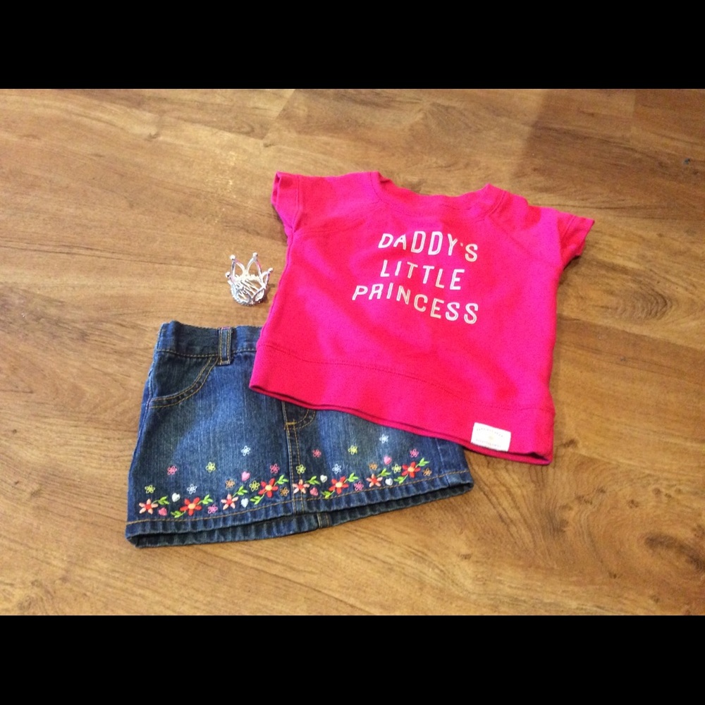 DaDDys little princess top with denim skirt.